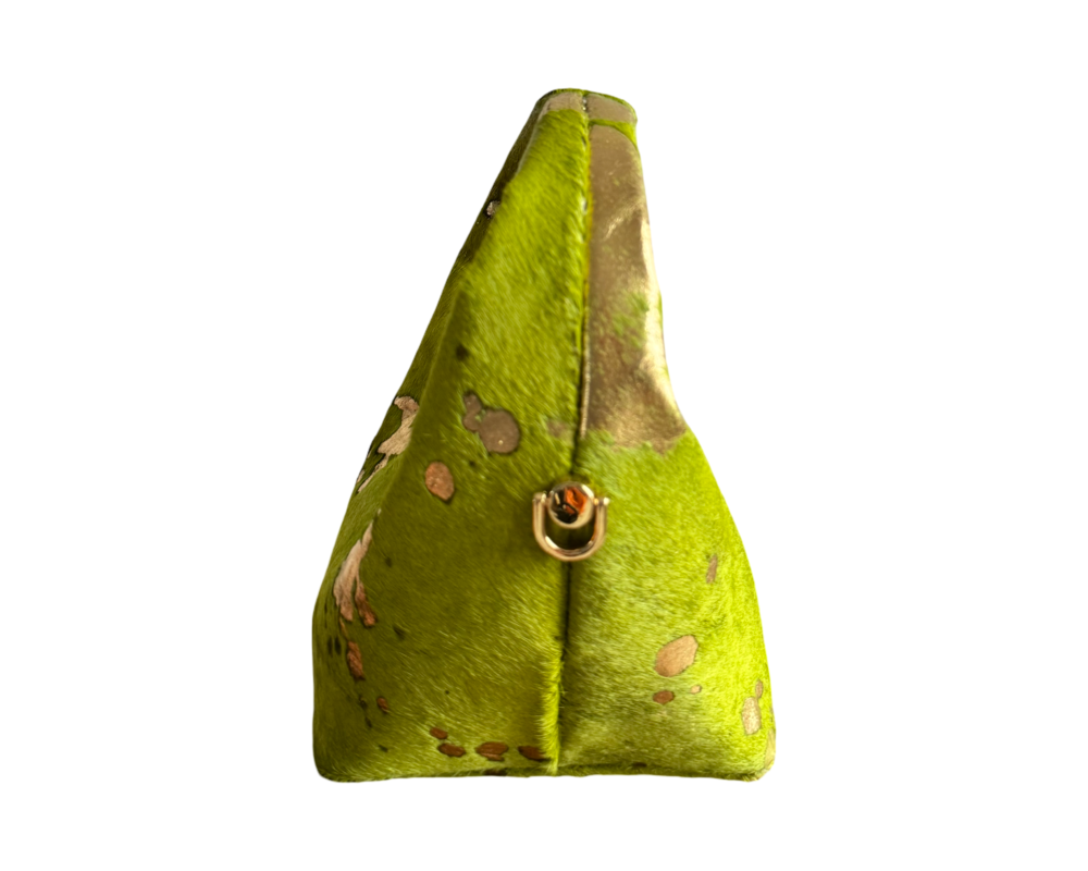 Nelo bag, Mini. 
Fur-on hide skin, Lemon and gold - Image 4