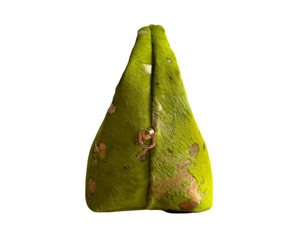 Nelo bag, Mini. 
Fur-on hide skin, Lemon and gold - Image 2