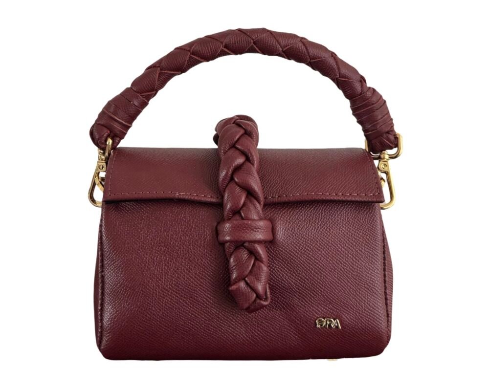 NANYA - MINI BAG 
WITH CHAIN AND LEATHER ATTACHED STRAP - WINE