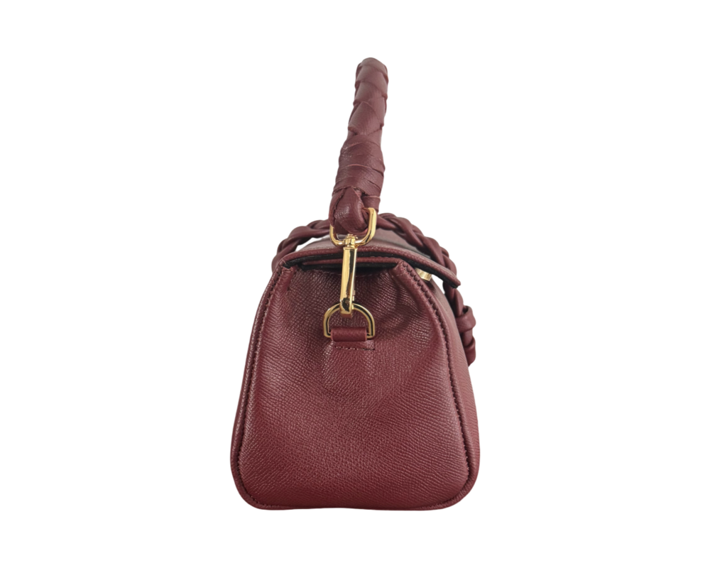 NANYA - MIDI BAG 
WITH CHAIN AND LEATHER ATTACHED STRAP - WINE - Image 3