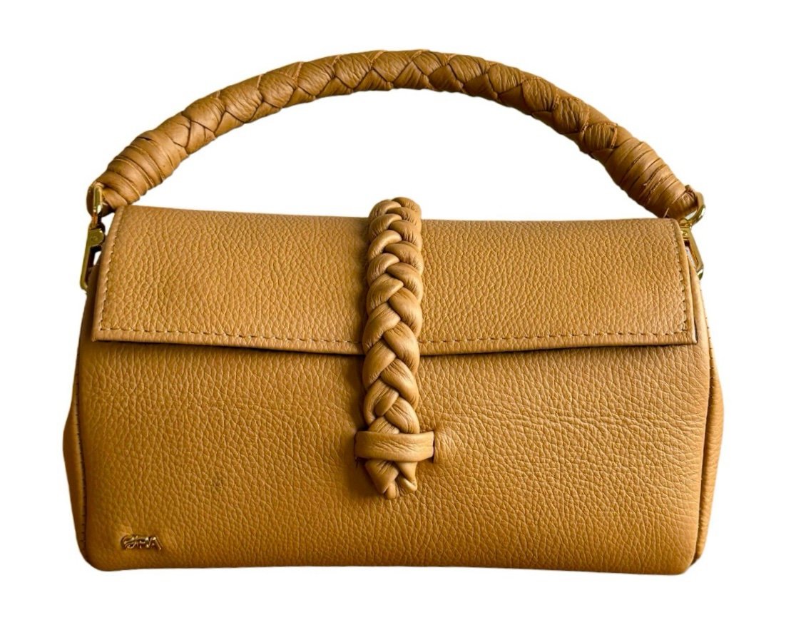 NANYA - MIDI BAG                                            WITH CHAIN AND LEATHER ATTACHED STRAP - LIGHT BROWN