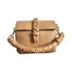 NANYA - MICRO BAG WITH CHAIN AND LEATHER ATTACHED STRAP - LIGHT BROWN
