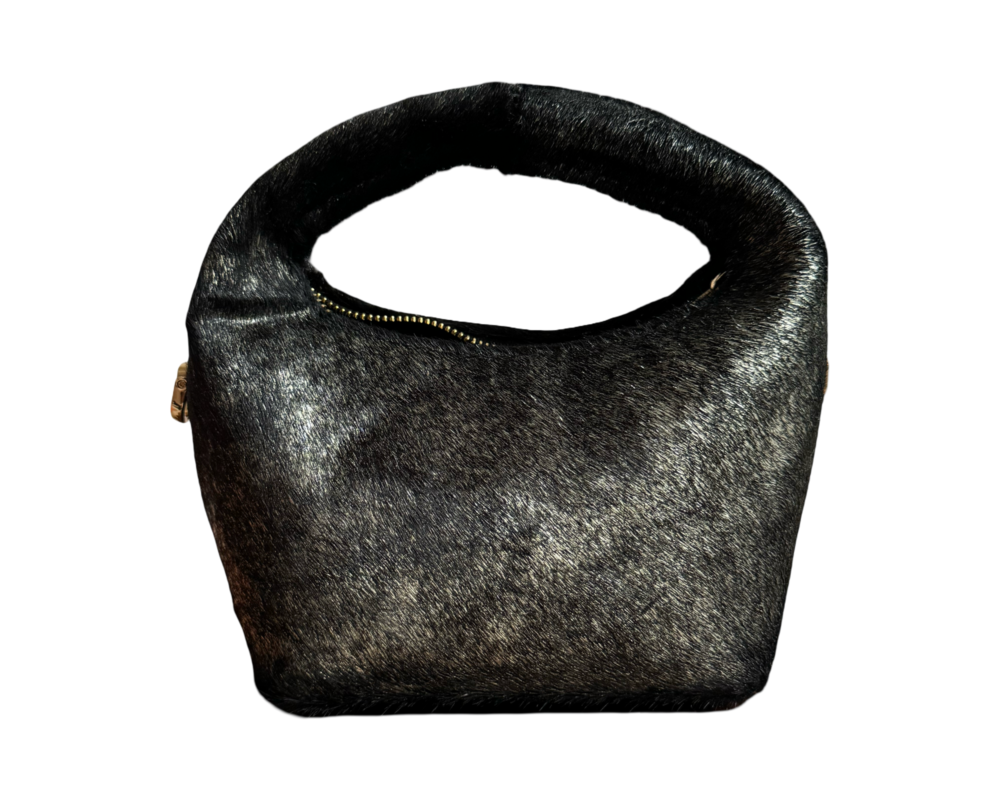 Nelo Bag, MINI
Fur-on hide skin, Black and grey. - Image 3