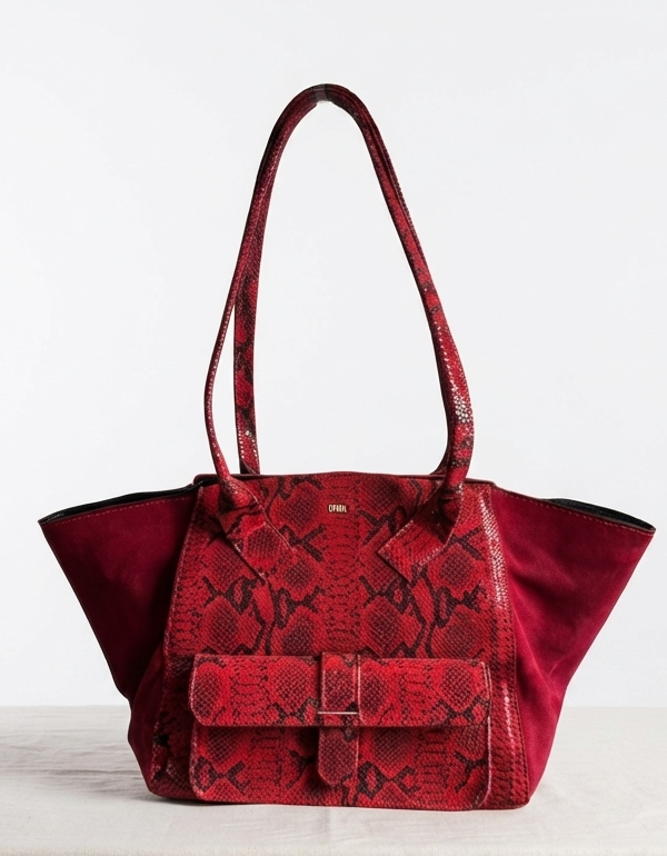 Nola Tote | Red Snake Embossed