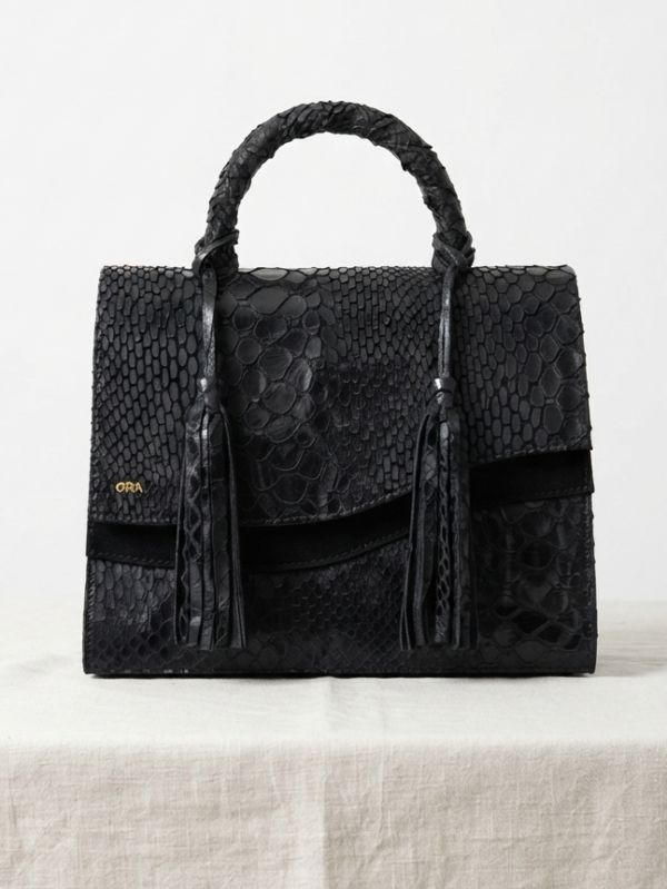 Classic Midi | Snake Embossed Black