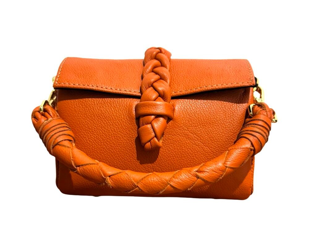 NANYA - MINI BAG 
WITH CHAIN AND LEATHER ATTACHED STRAP - ORANGE - Image 3