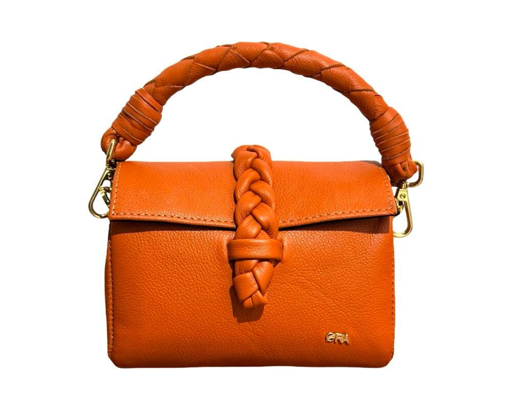 NANYA - MINI BAG 
WITH CHAIN AND LEATHER ATTACHED STRAP - ORANGE