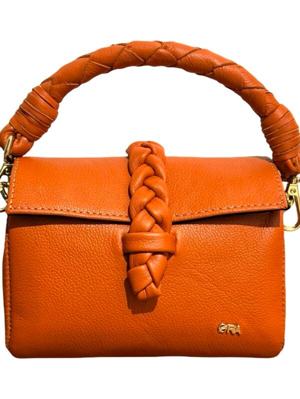 NANYA - MINI BAG 
WITH CHAIN AND LEATHER ATTACHED STRAP - ORANGE