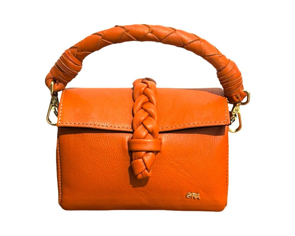 NANYA - MINI BAG 
WITH CHAIN AND LEATHER ATTACHED STRAP - ORANGE - Image 2