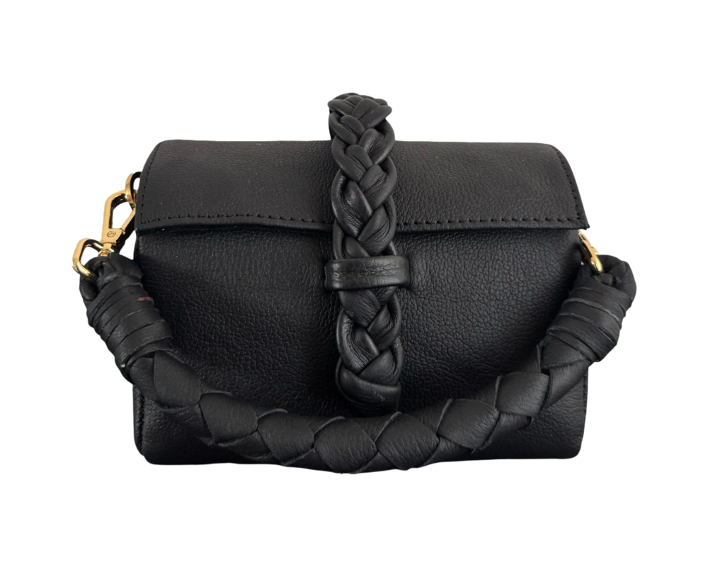 NANYA - MINI BAG 
WITH CHAIN AND LEATHER ATTACHED STRAP - BLACK