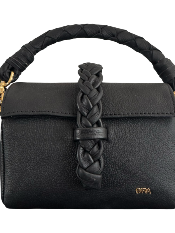 NANYA - MINI BAG WITH CHAIN AND LEATHER ATTACHED STRAP - BLACK