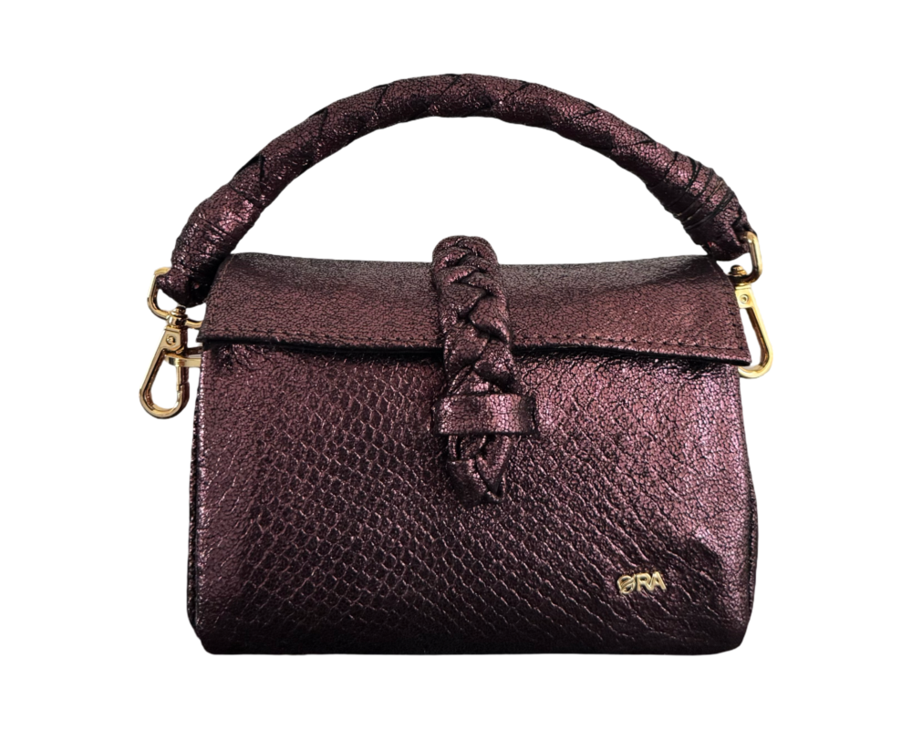 NANYA - MINI BAG 
WITH CHAIN AND LEATHER ATTACHED STRAP - PURPLE