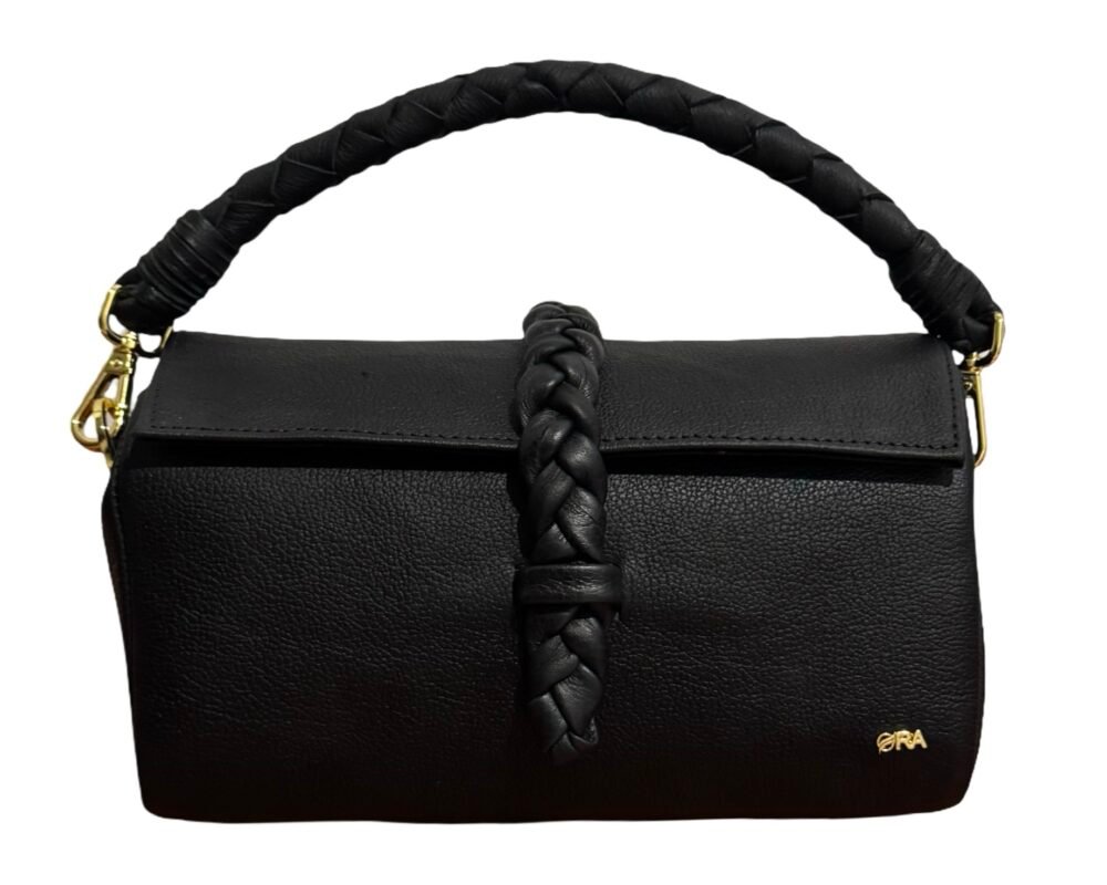 NANYA - MIDI BAG 
WITH CHAIN AND LEATHER ATTACHED STRAP - BLACK