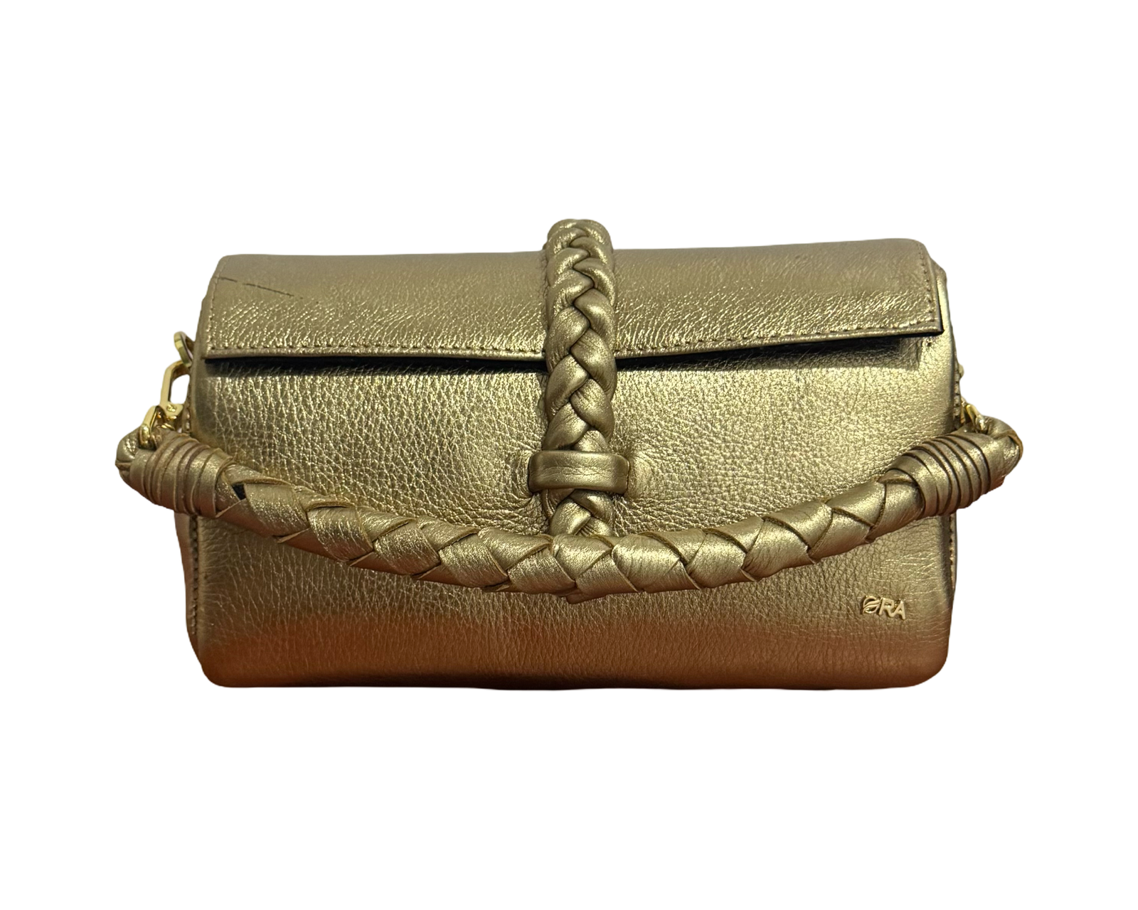 NANYA - MIDI BAG WITH CHAIN AND LEATHER ATTACHED STRAP - GOLD