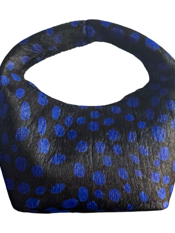 NELO BAG - FUR SKIN MINI.                                          Black and blue
