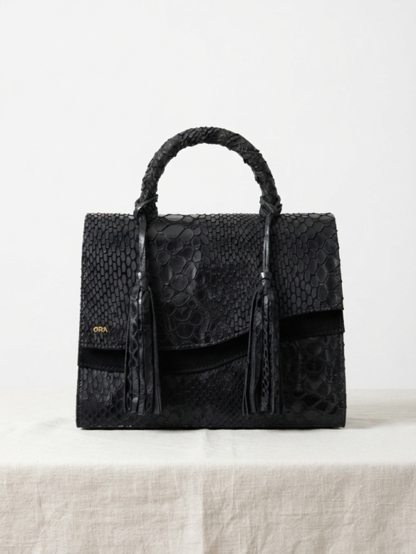 Classic Midi | Snake Embossed Black