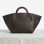 Nola Oversized | Brown Ostrich 2 | Convertible Side Gussets Brown
